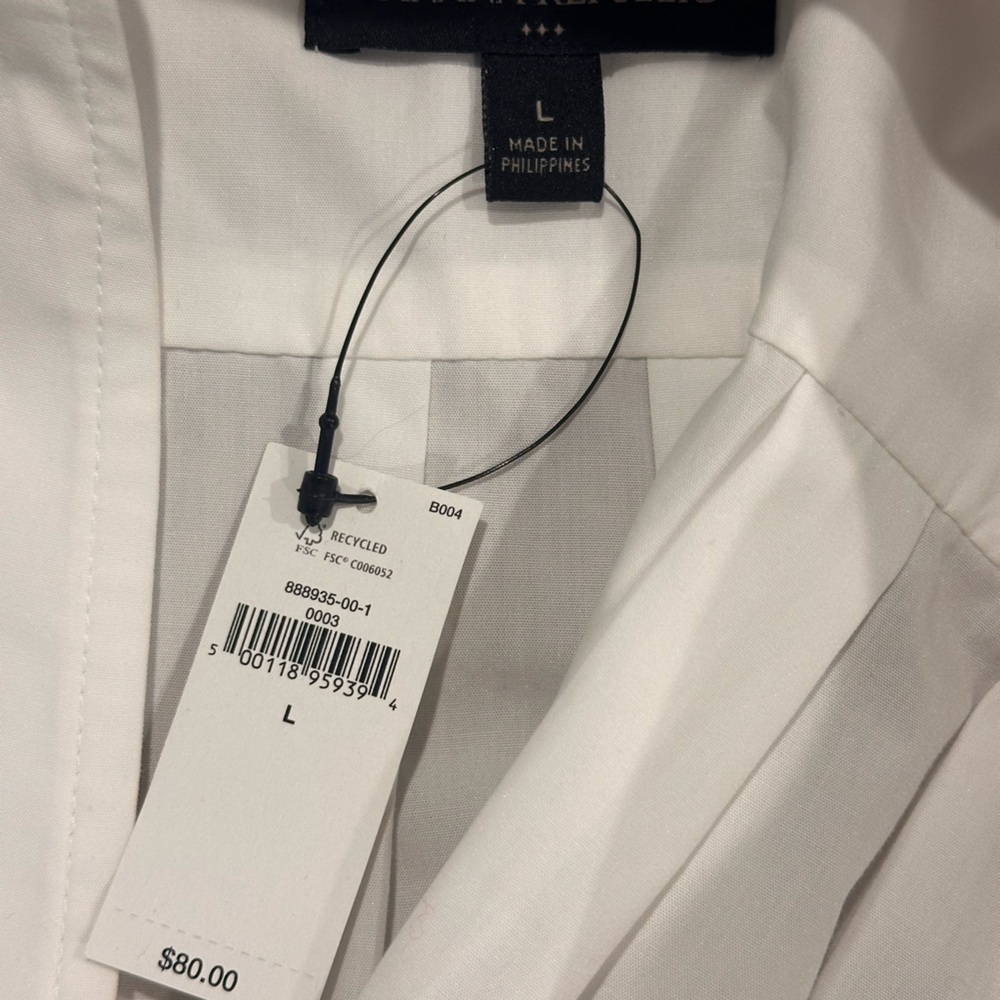 Banana Republic NWT White Blouse Size L ๐ค - Picture 4 of 6